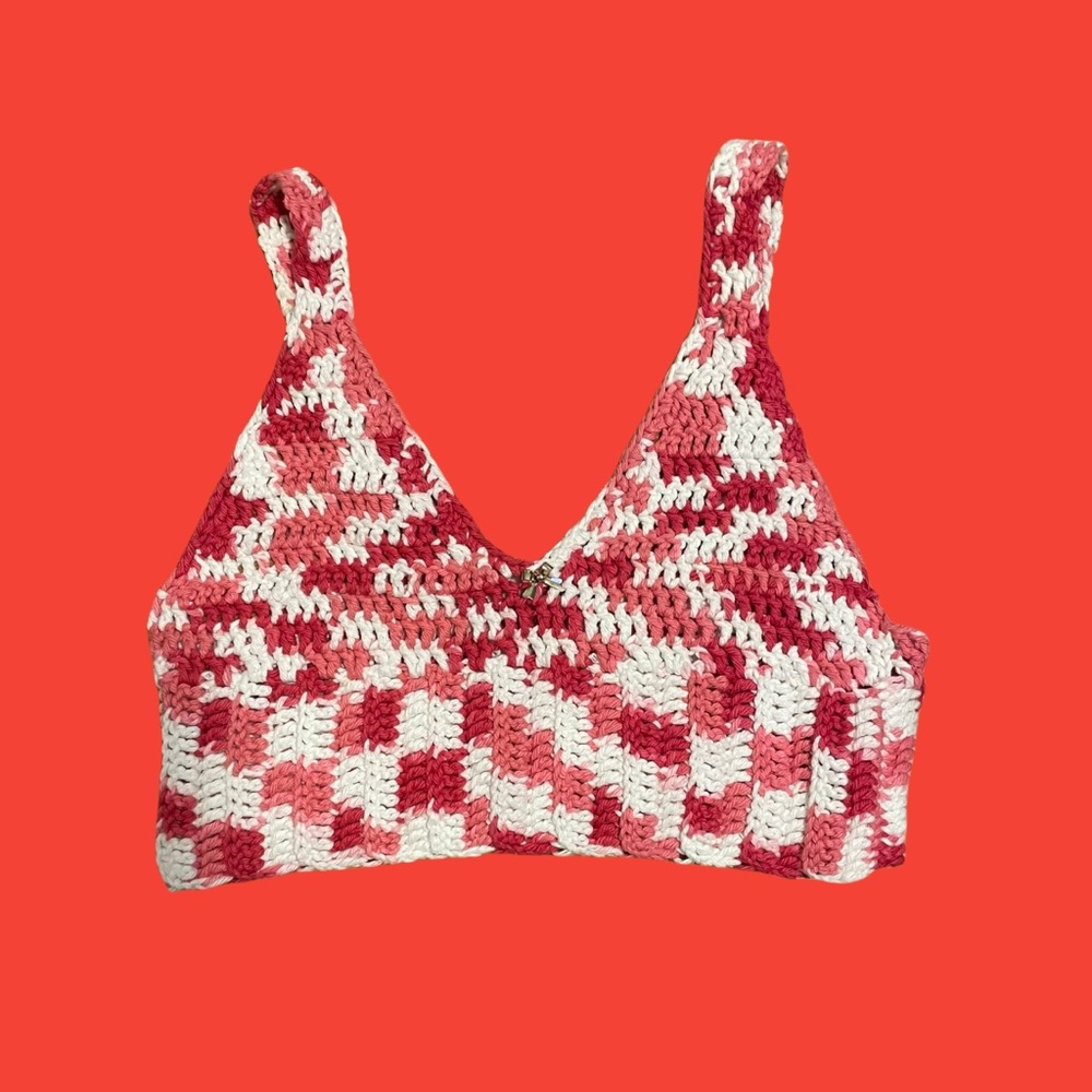 HANDMADE PINK COTTON CANDY CROCHET CROP TOP 🧶